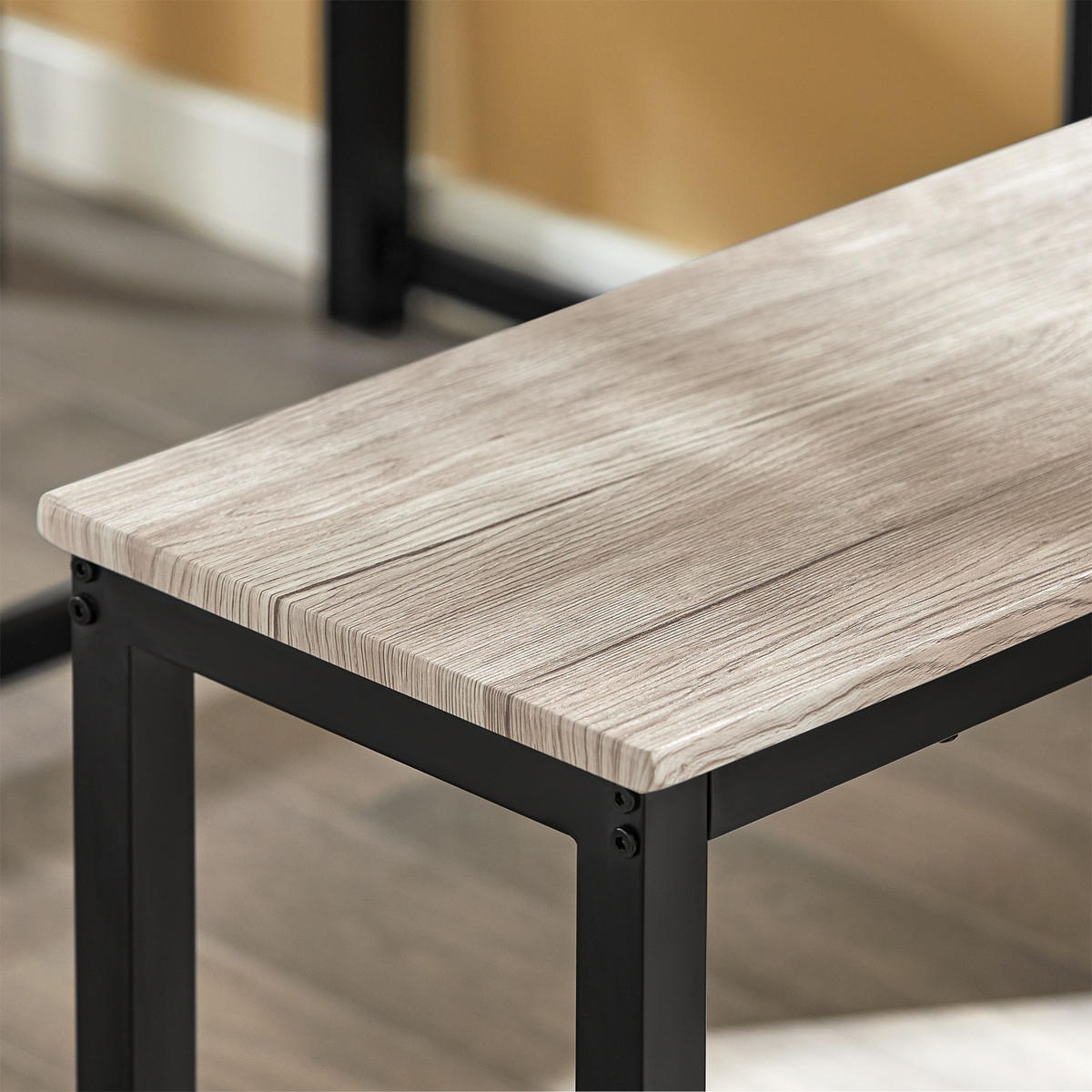 ESSTISCH + 2 x SITZBÄNKE - Naturfarben, Holzwerkstoff/Metall (110/74/58cm) - SoBuy
