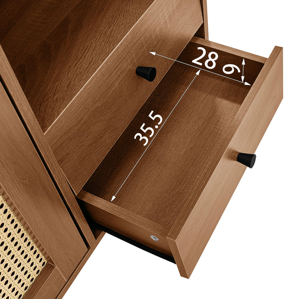 SIDEBOARD mit Rattantüren und verstellbaren Einlegeböden 130/40/75.5 cm - Eichefarben, Holzwerkstoff (130/75.5/40cm) - Redom