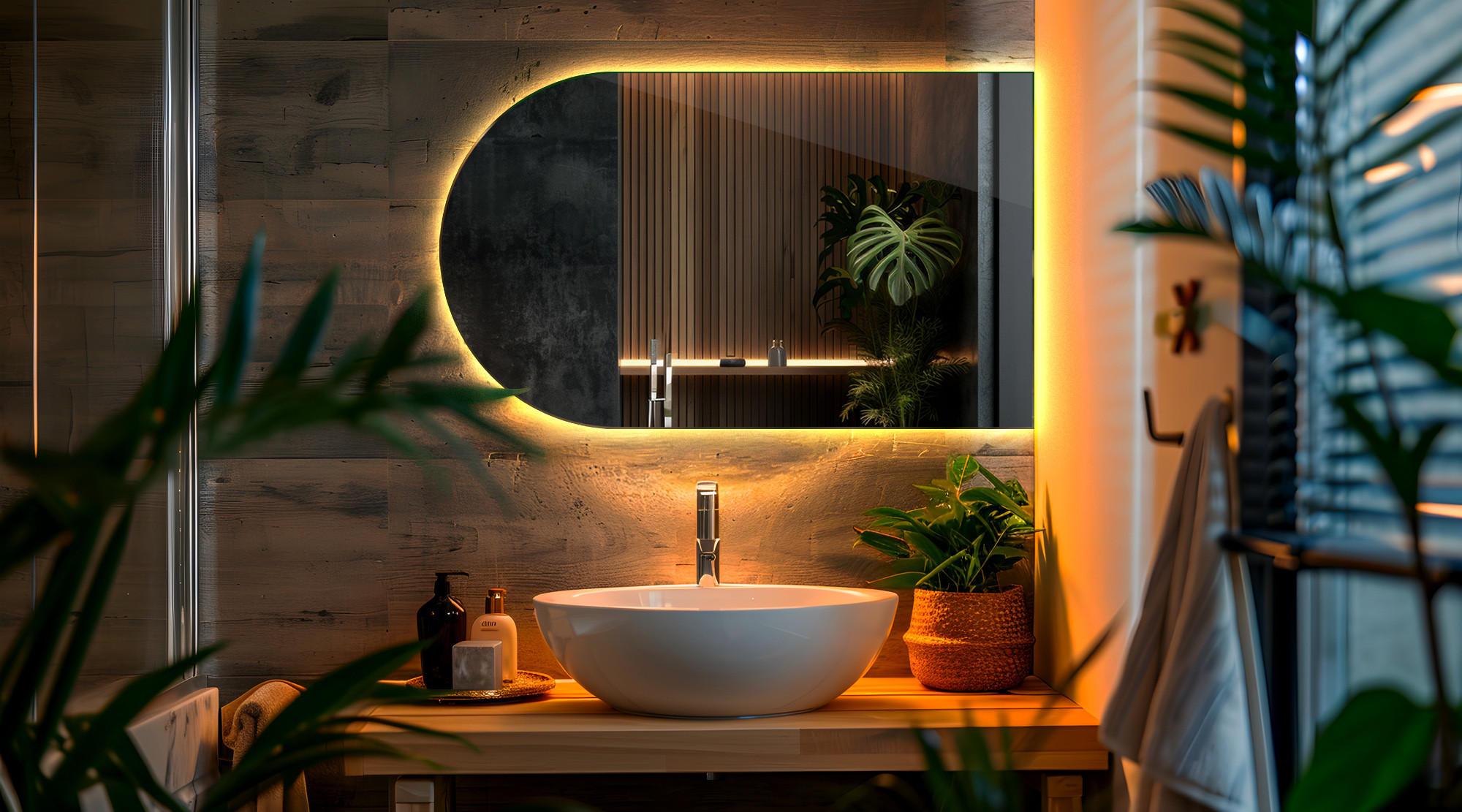 LED SPIEGEL 60 x 100 cm Unregelmäßige Form Warmweiß 3000K - Transparent, Glas (60/100/0.4cm) - TULUP