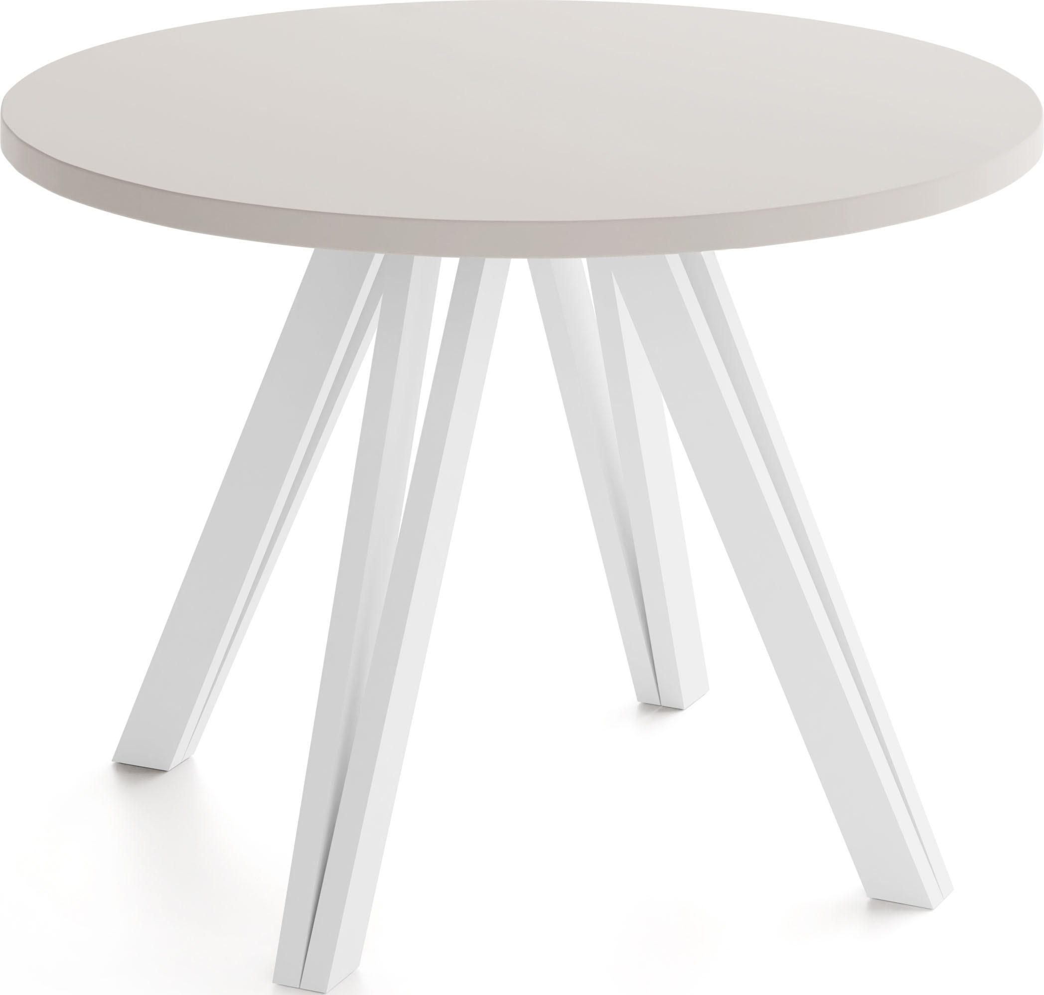 ESSTISCH Ravero runder ausziehbarer, Kaschmir 100/100/77 cm - Kaschmir/Weiß, Holz/Holzwerkstoff (100/100/77cm) - WFL GROUP