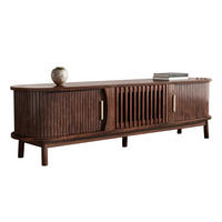 LOWBOARD Walnuss Mit Schiebetüren Und Rollfront - Walnussfarben, Holzwerkstoff (165/46/39.5cm) - Urban Meuble