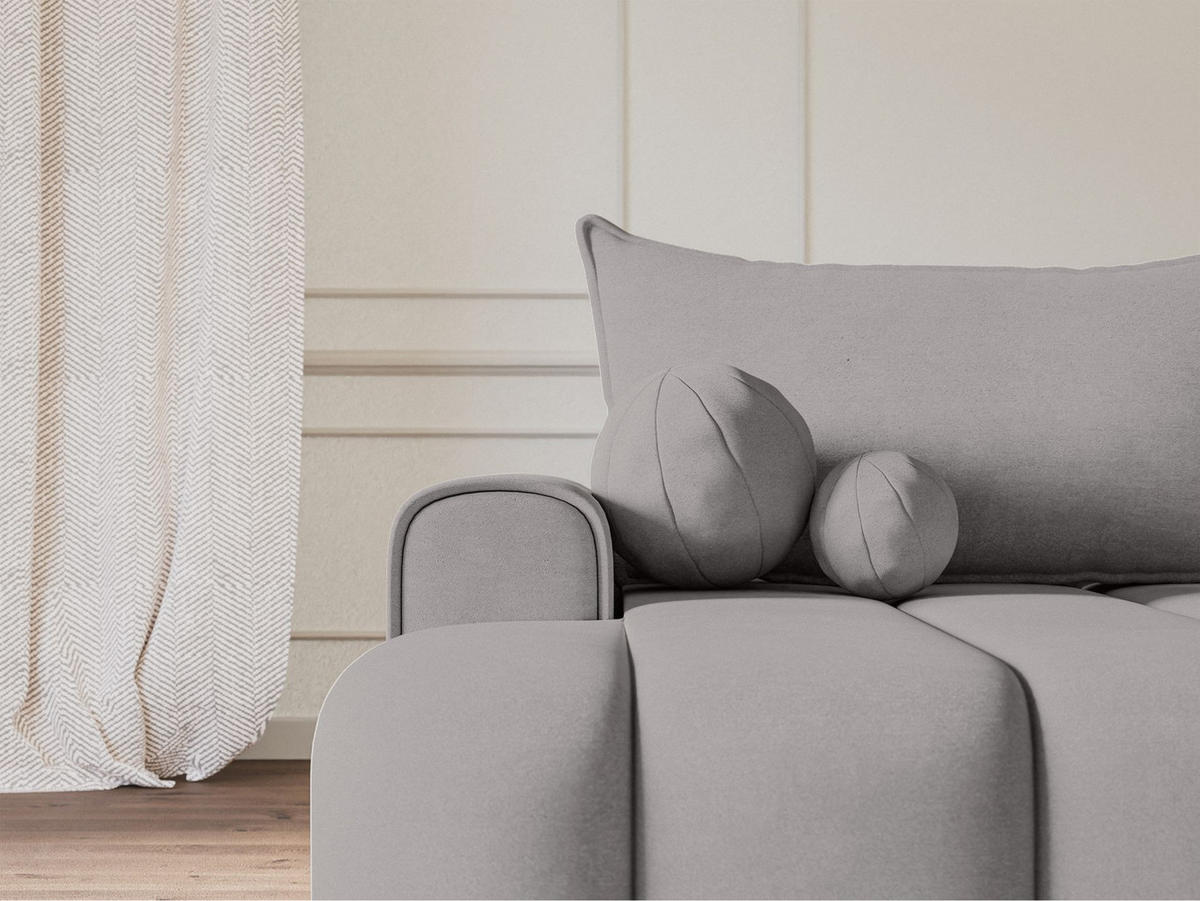 ECKSOFA Dandelino Grau mit Samtbezug, links - Schwarz/Grau, Kunststoff/Textil (275/168cm) - Selsey