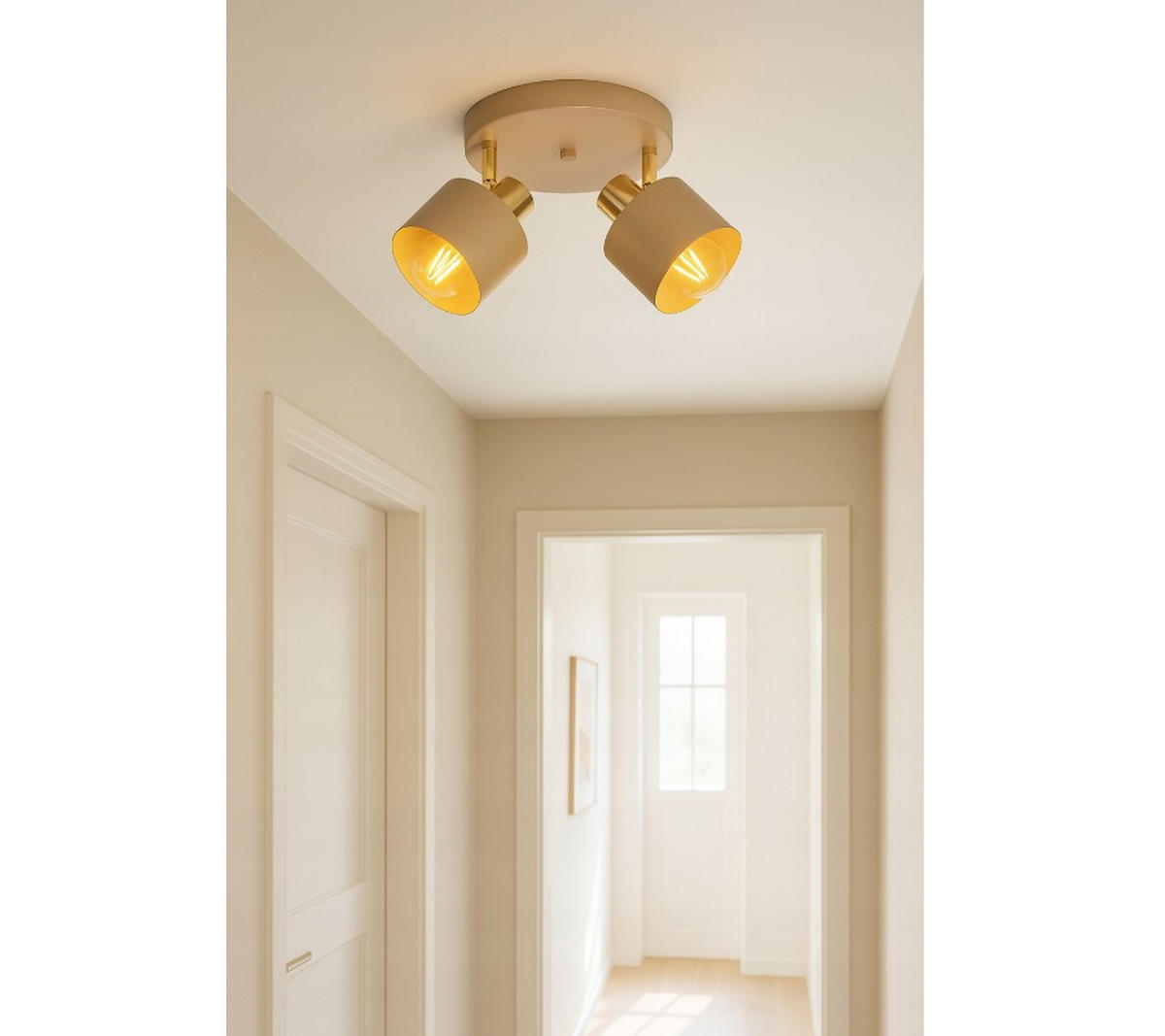 DECKENLEUCHTE Ecru - Beige/Goldfarben, Metall (30/30/21cm) - kiki design