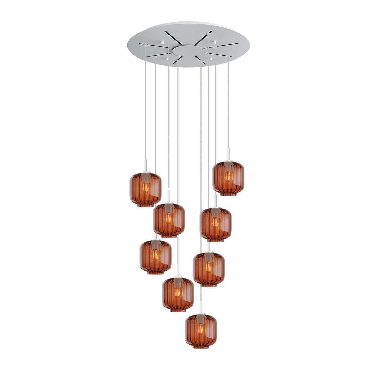 GALERIELEUCHTE Velo 8-flammig Braun Ø 20cm - Braun/Weiß, Glas (20/20/20cm) - s.luce