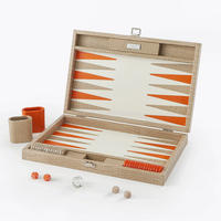 BACKGAMMON – Groß BACKGAMMON Leder Sandbeige 46cm - Beige, Leder (46/30.3cm) - Premium Interiors