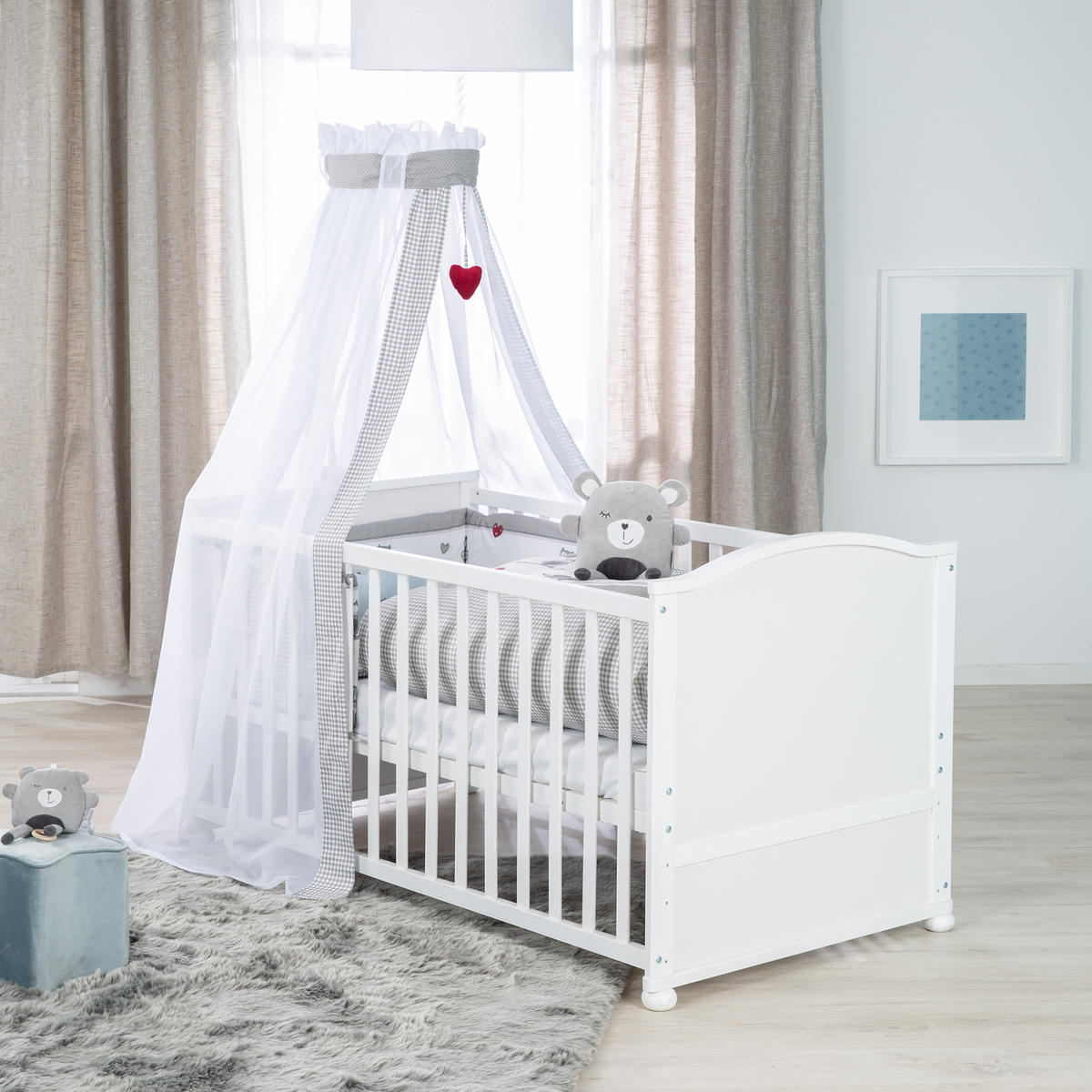 BABYBETT Adam & Eule 70 x 140 cm weiß - Weiß, Holzwerkstoff (70/140cm) - Roba