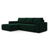 ECKSOFA mit Schlaffunktion Samt Stoff Grün - Dunkelgrün/Schwarz, Kunststoff/Textil (185/290cm) - Makamii