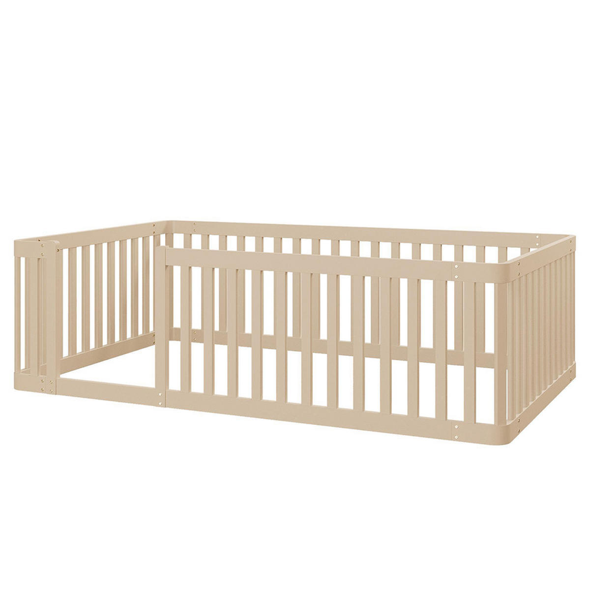 PLATTFORMBETT 90x200 cm mit Zaun, Cream - Creme, Holz (90/200cm) - KOMHTOM