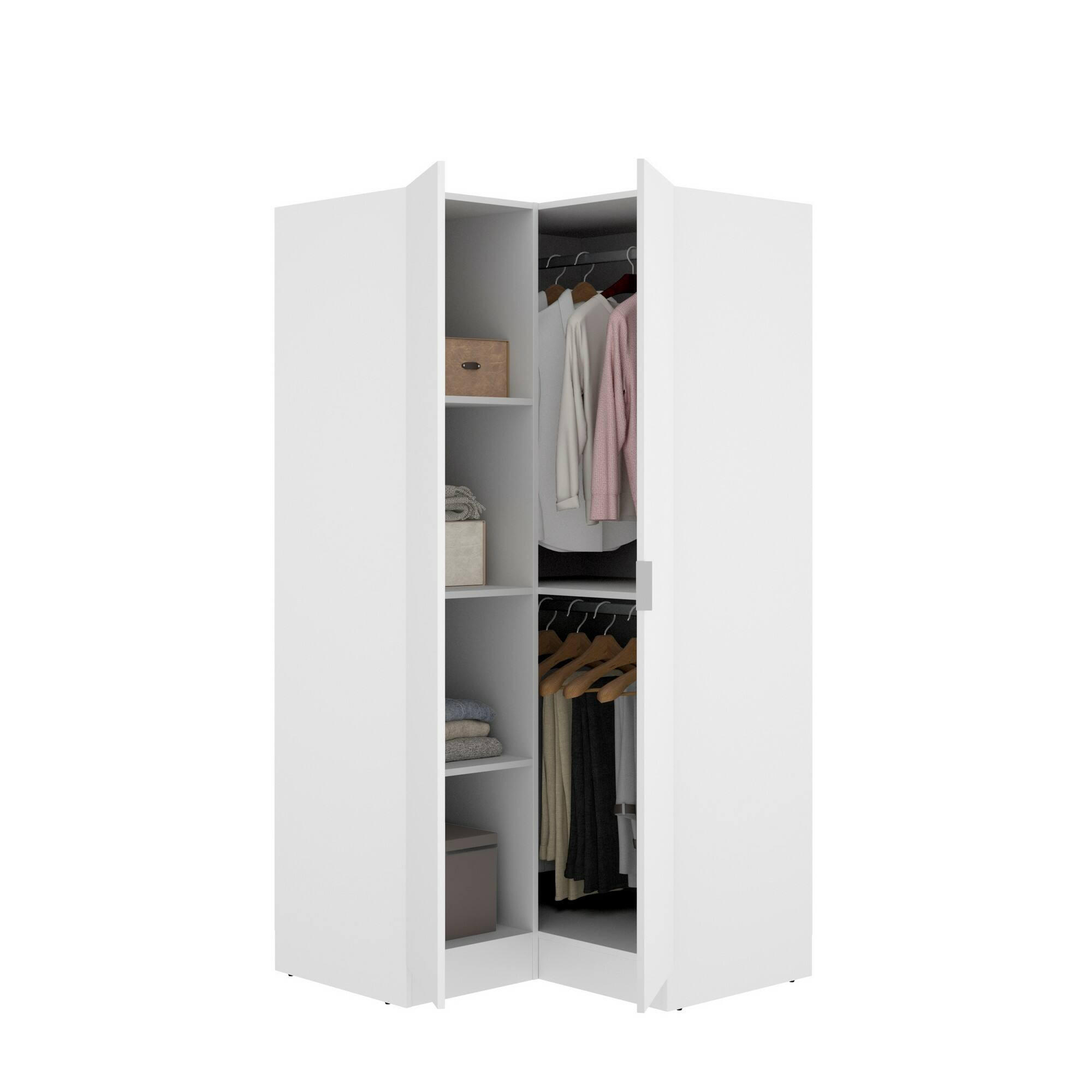 ECKKLEIDERSCHRANK Holz-Effekt Weiß 92.5x90.5h184 - Weiß, Holzwerkstoff (90.5/184/92.5cm) - DMORA