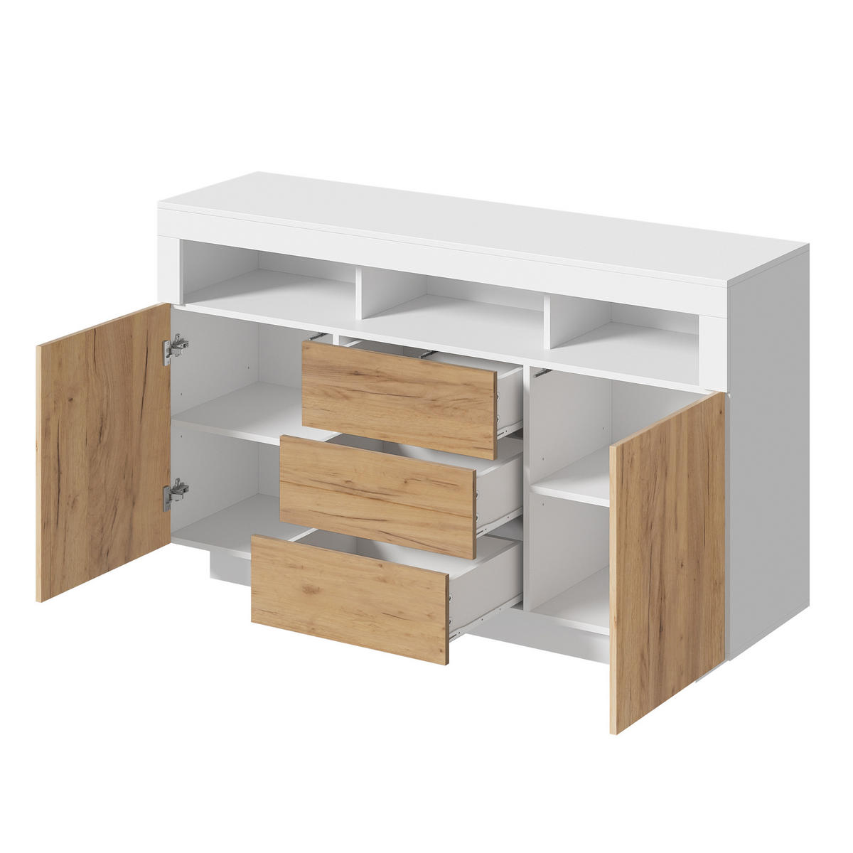 SIDEBOARD Weiß und Natur 140/40/85 cm - Weiß, Holzwerkstoff (140/85/40cm) - PANGIVO