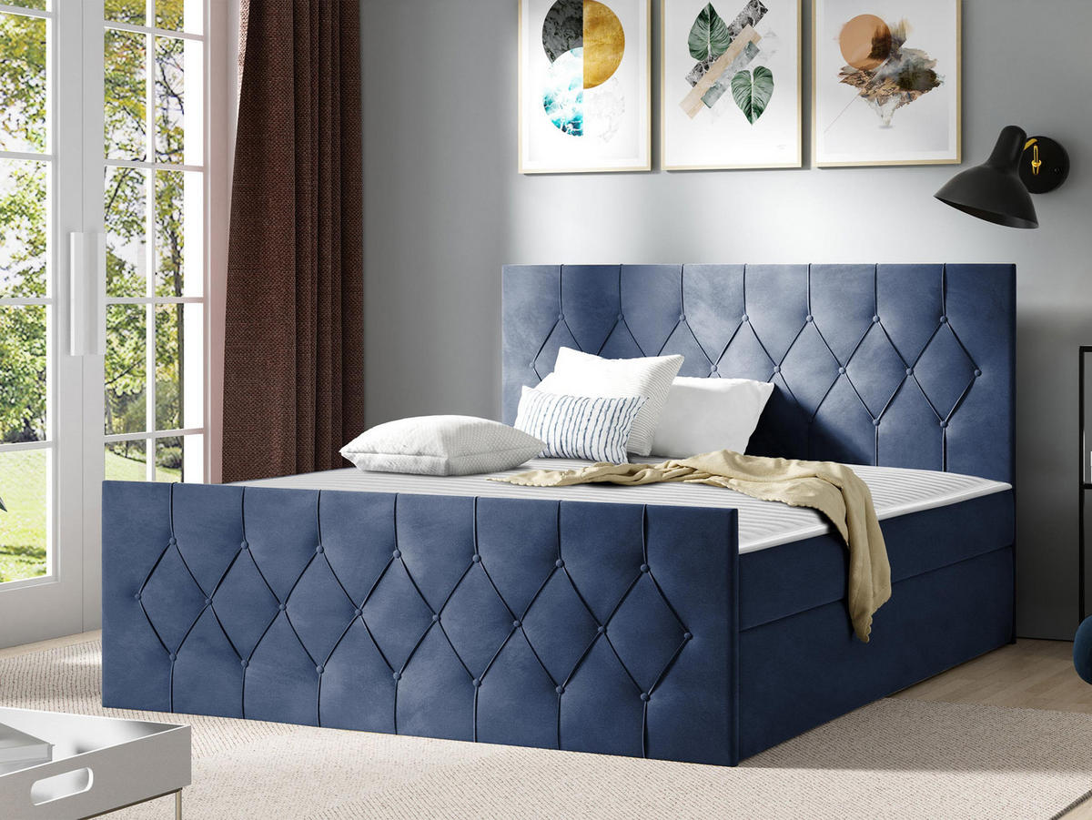 BOXBETT Sky Lux - H3 - Blau, Holz (200/200cm) - MIRJAN24