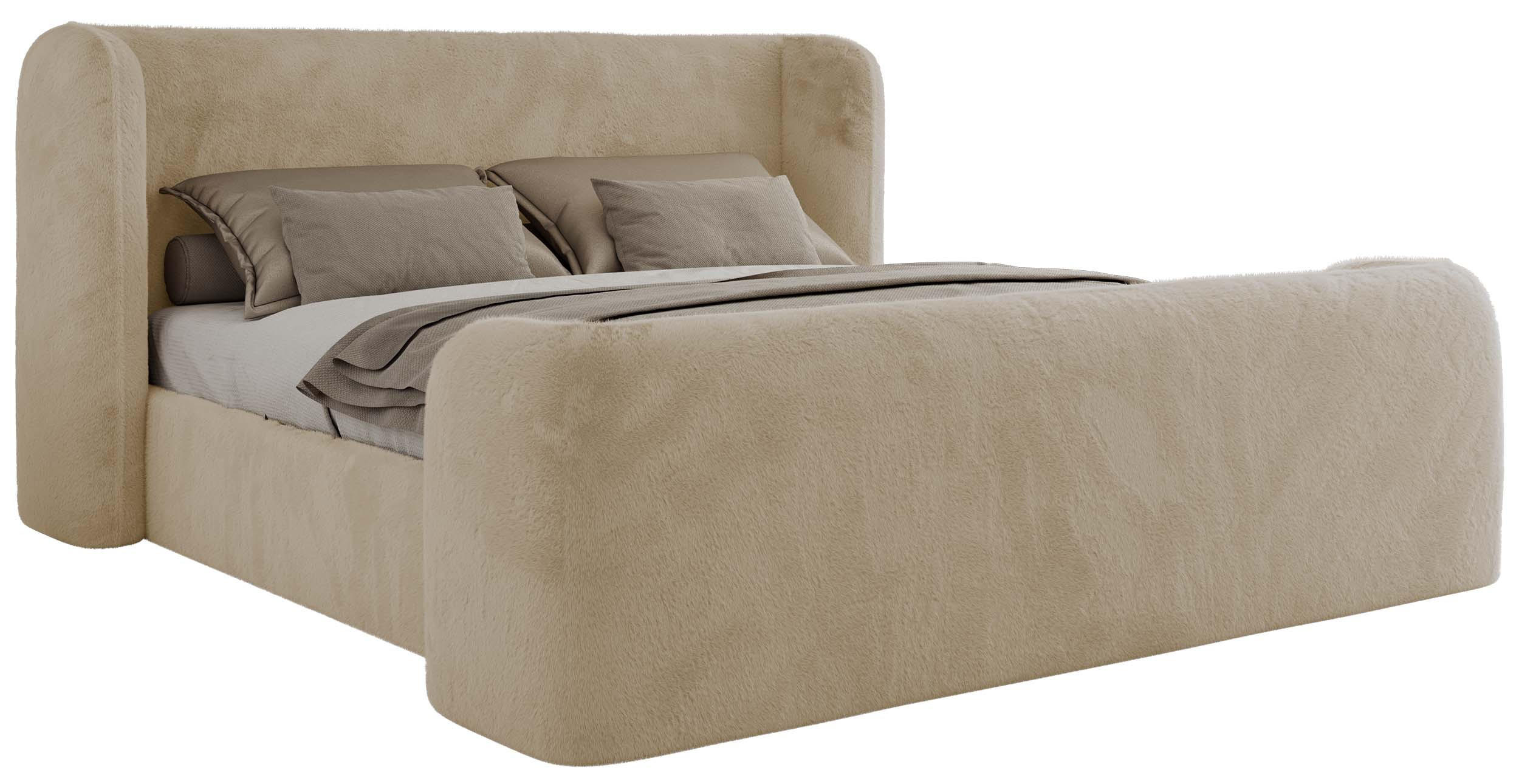 POLSTERBETT EMORA CLASSIC DUO 180/200 - Creme Plüsch - Multipocket-Matratze - Creme, Textil (180/200cm) - MKS