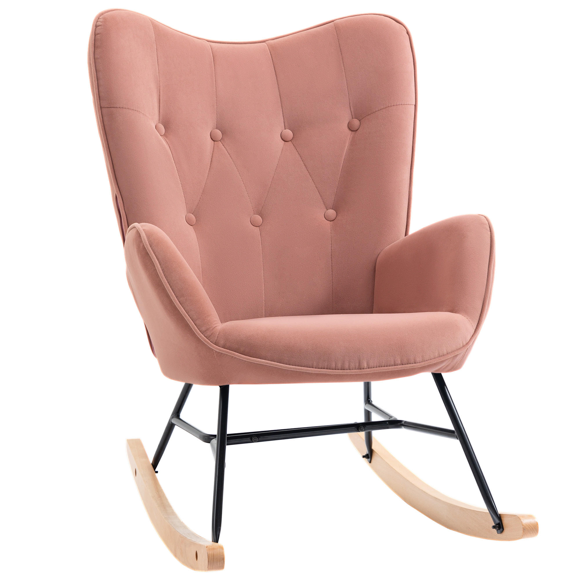 SCHAUKELSTUHL, Metall, Rosa+Natur - Rosa, Kunststoff (70/96/65cm) - HOMCOM