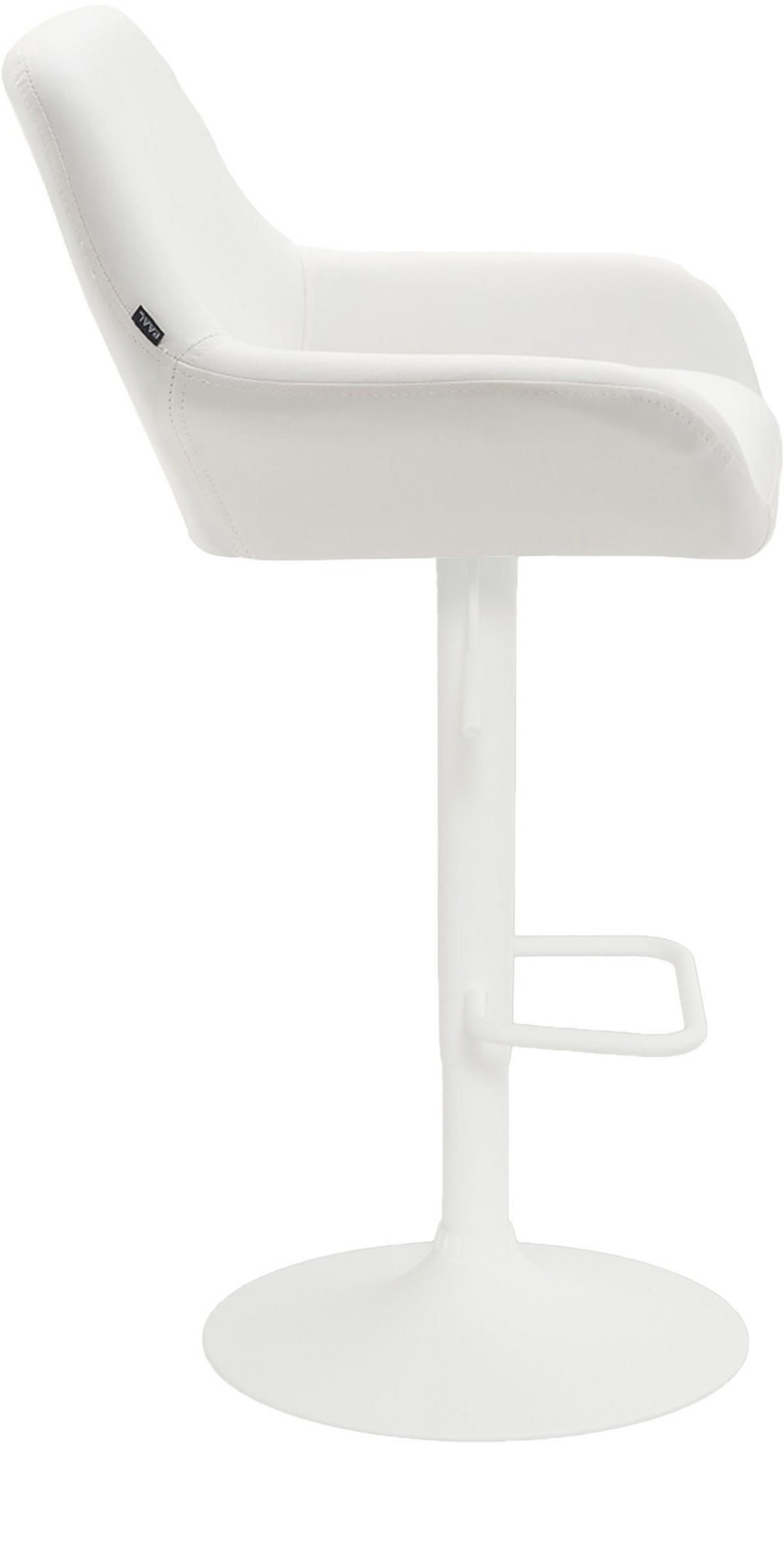 BARHOCKER Detmold 89-109x51x52 cm weiß - Weiß, Leder (51/89/52cm) - furnicato