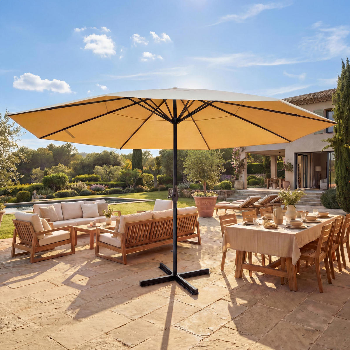 SONNENSCHIRM PRO Cremeweiß - Weiß, Metall (500/500cm) - MCW