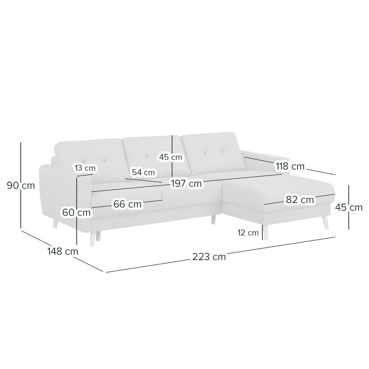 ECKSOFA mit Longchair - Hellbraun/Grau, Textil (233/148cm) - home24