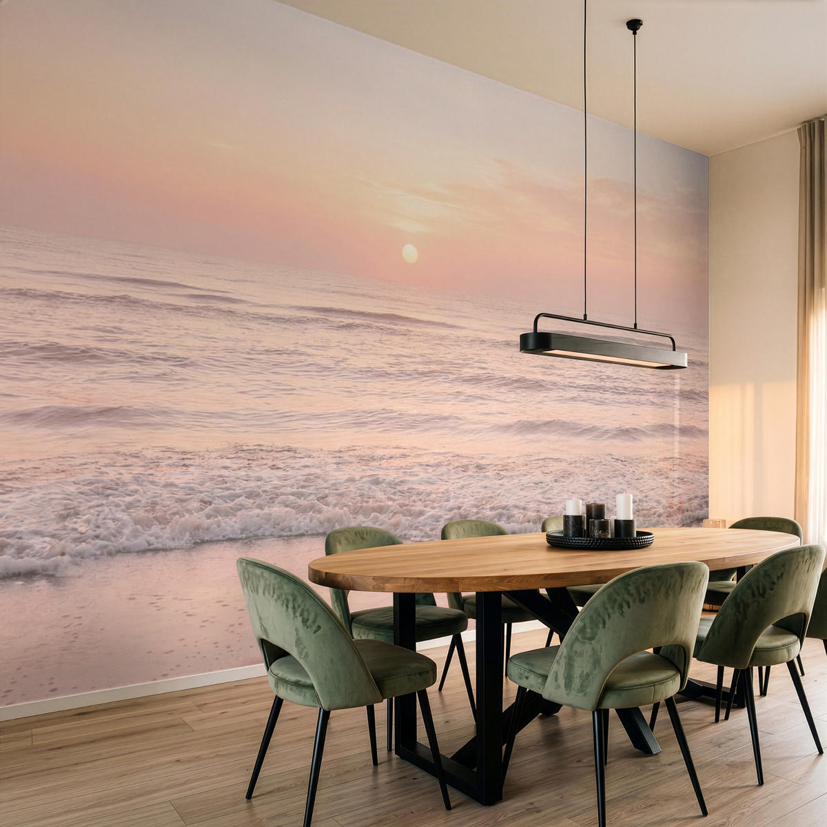 TAPETE - Sonne - Strand - Rosa - 450x300 cm - Hellrosa, Papier (450/300cm) - OnlyWow