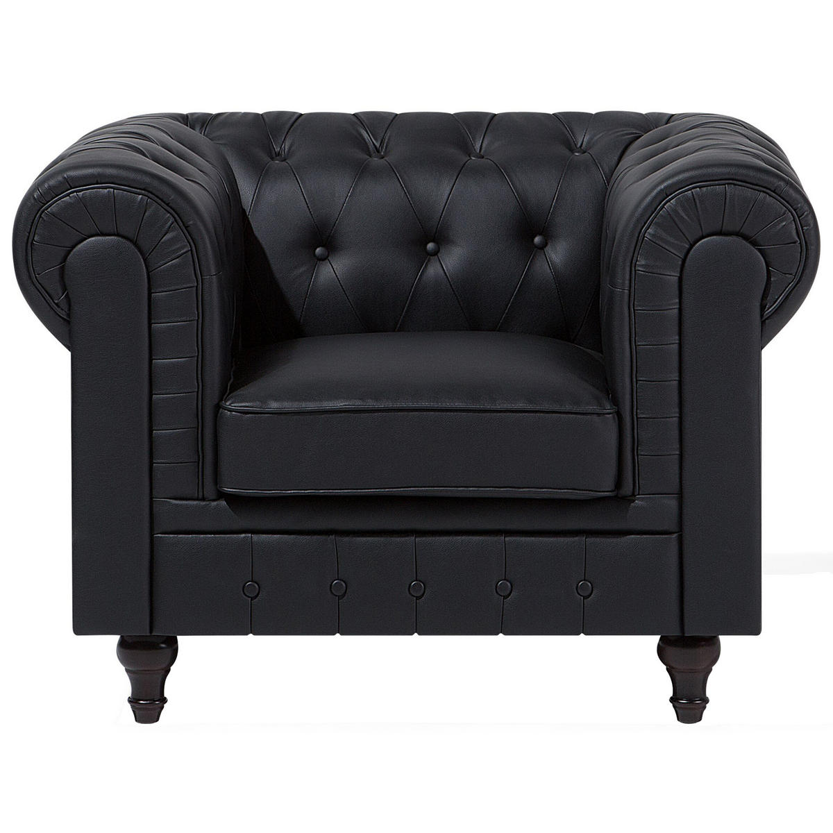 SESSEL Kunstleder schwarz Chesterfield - Dunkelbraun/Schwarz, Kunststoff (112/79/85cm) - Beliani