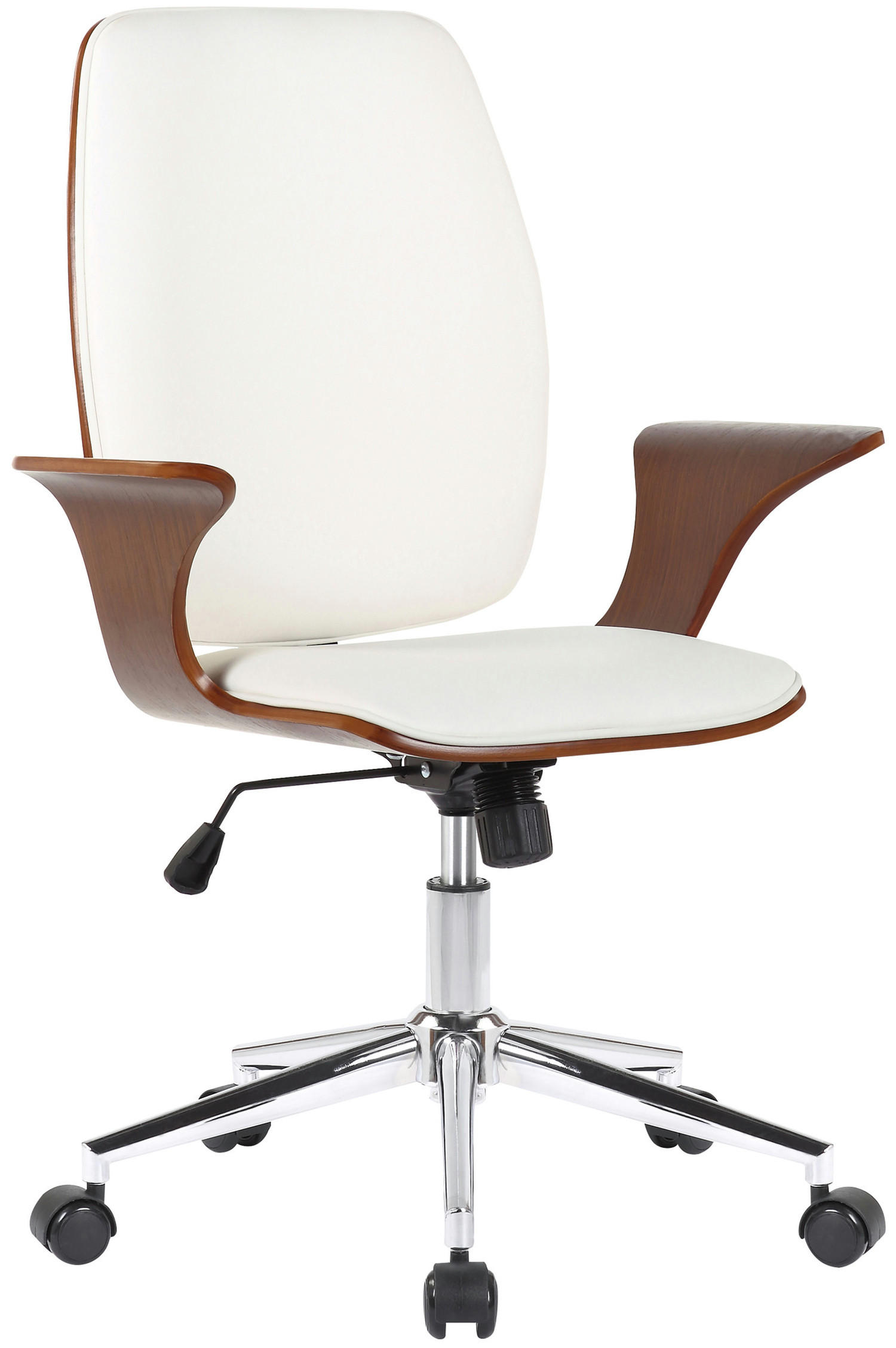BÜROSTUHL Burton, Kunstleder Walnuss/Weiß - Weiß, Textil/Metall (67/101/68cm) - TPFLiving
