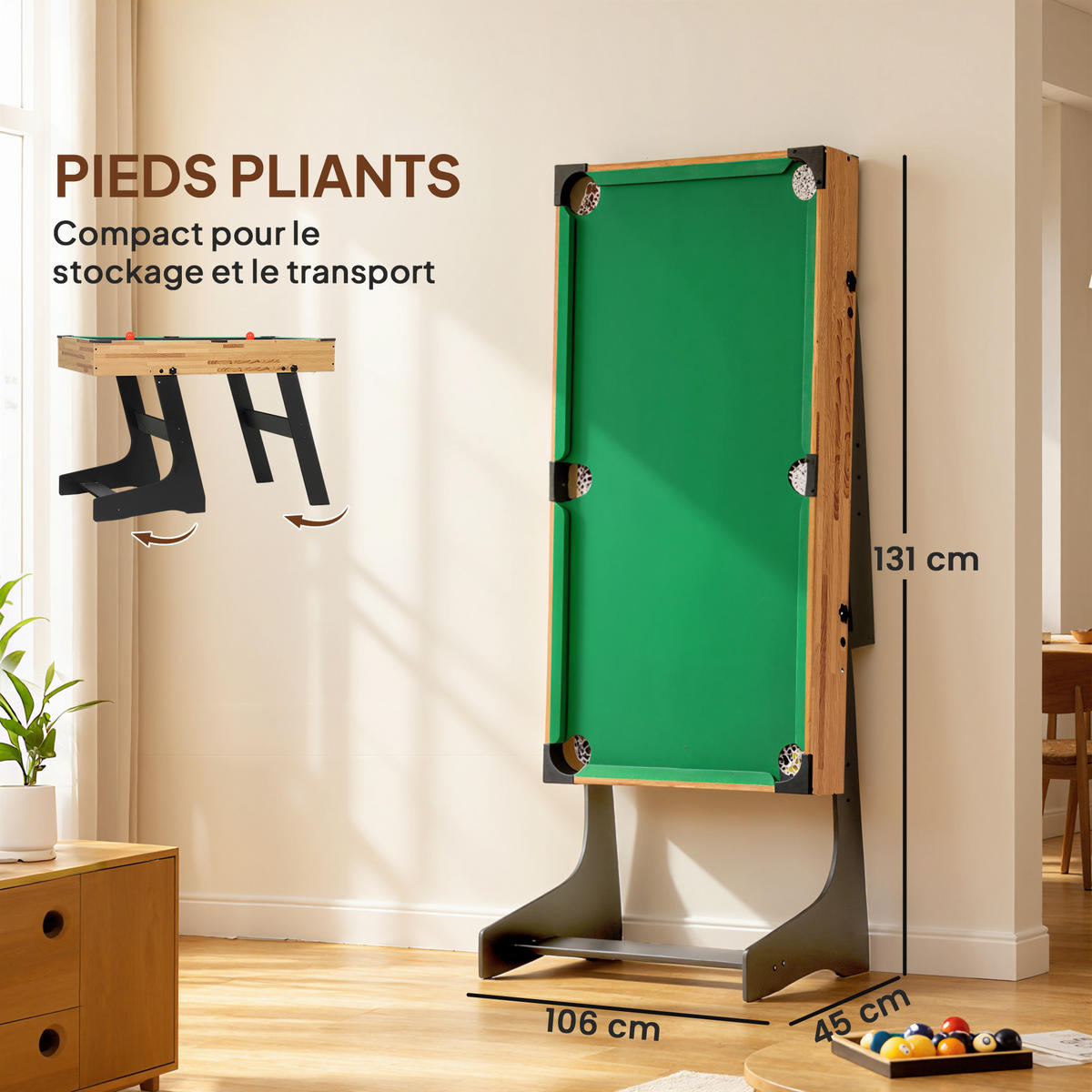 MULTISPIELTISCH DE-18854 Helles Nussbaum - Walnussfarben, Holzwerkstoff (106/120cm) - ComfortXL