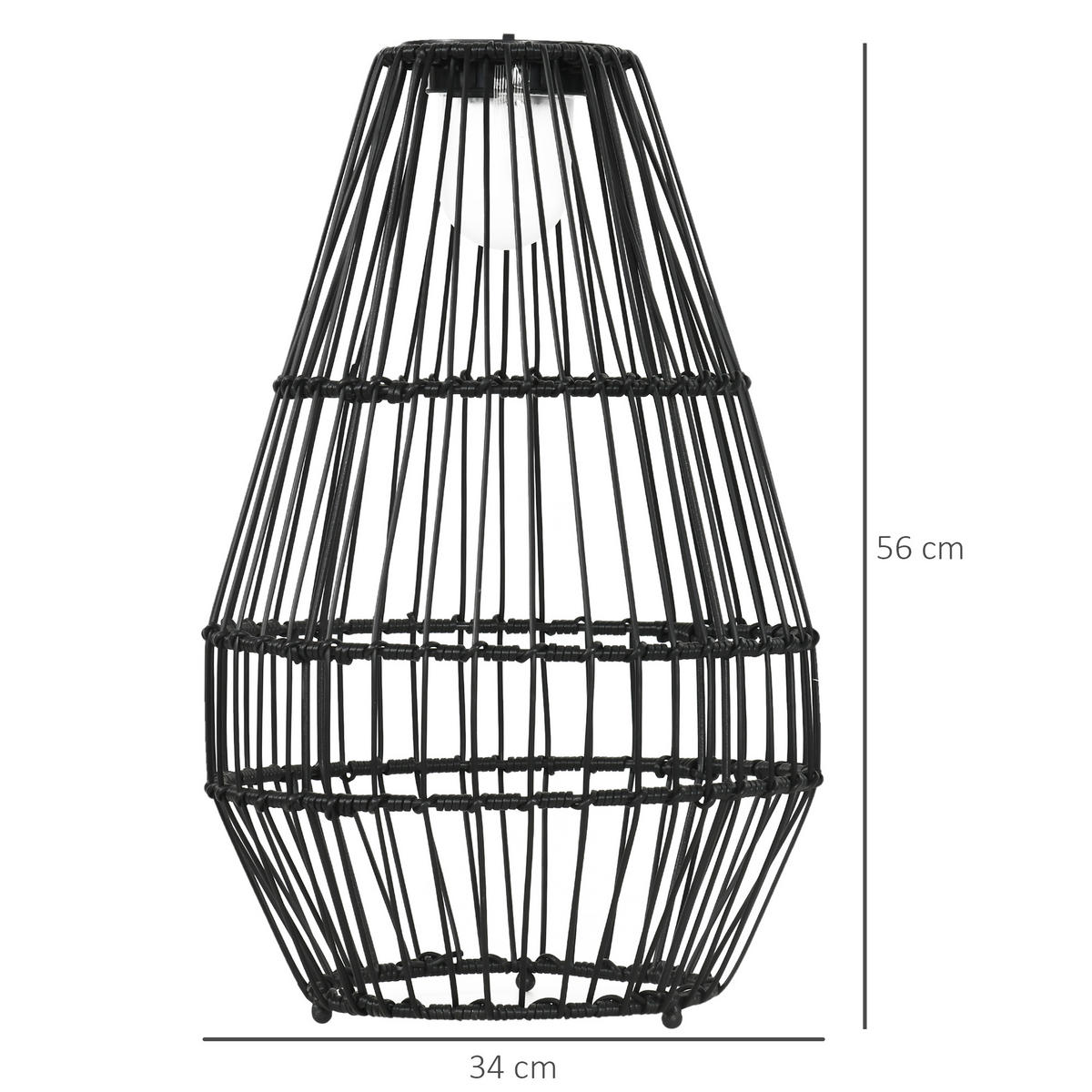 SOLARLEUCHTE, für Balkon, Terrasse, Hof, Stahl, Schwarz - Schwarz, Kunststoff (34/34/56cm) - Outsunny