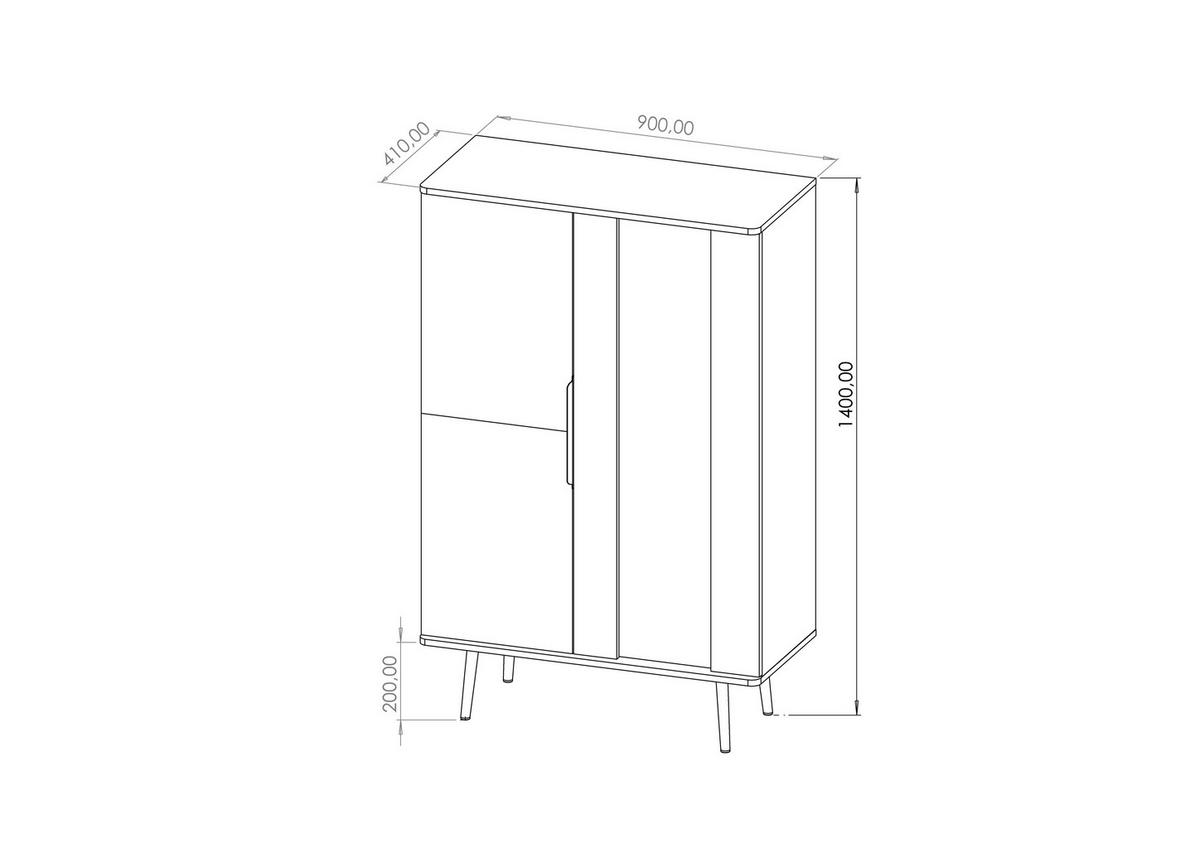 VITRINE Elio Braun mit Graphit - Schwarz/Braun, Holzwerkstoff (90/140/41cm) - Bettso