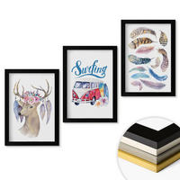 WANDBILDER 3er-Set - 20x30 cm Schwarzer Rahmen - Blumenwagen mit Geweih - Schwarz, Kunststoff (20/30cm) - ArtPrintCave
