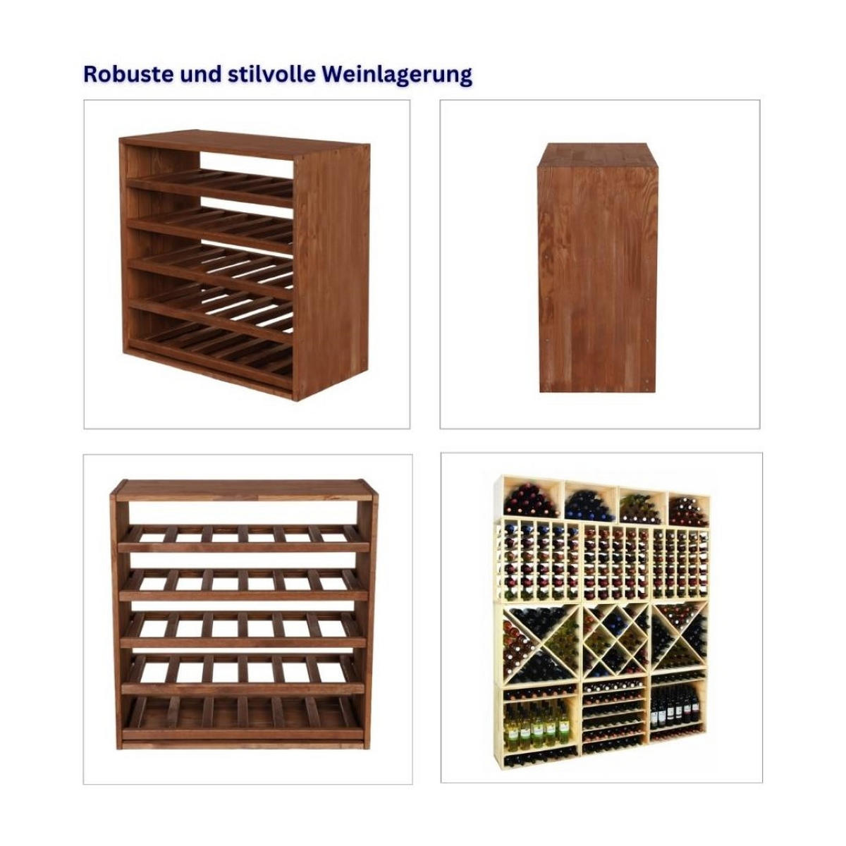 WEINREGAL Vincellar Mod 60x60x30 cm Standard Modul Für 30 Flaschen Massives Kiefernholz Braun Geölt - Braun, Holz (60/60/30cm) - PROREGAL