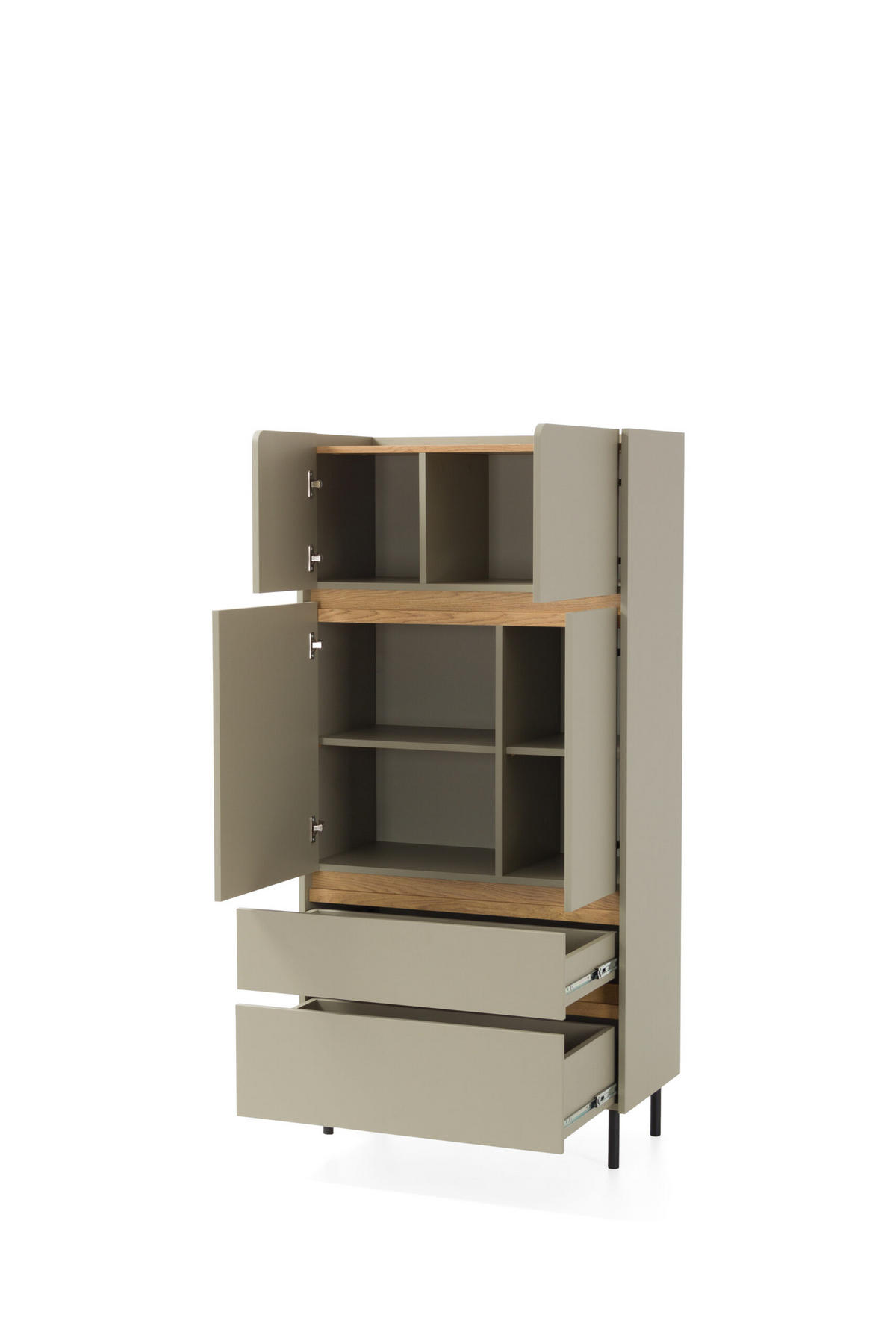 SCHRANK klein Luis in Beige und Eiche – Kleiner Schrank - Braun, Holzwerkstoff