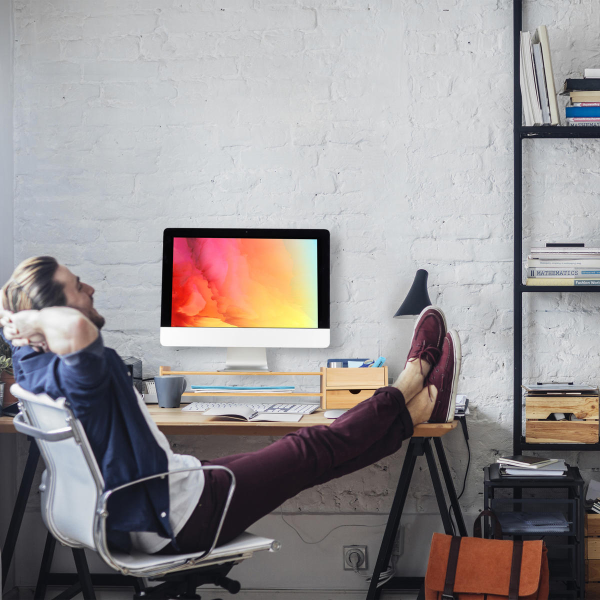 MONITORSTÄNDER Natur Bambus mit Schublade 70 cm - Hellbraun, Holz (19/70/13cm) - Relaxdays