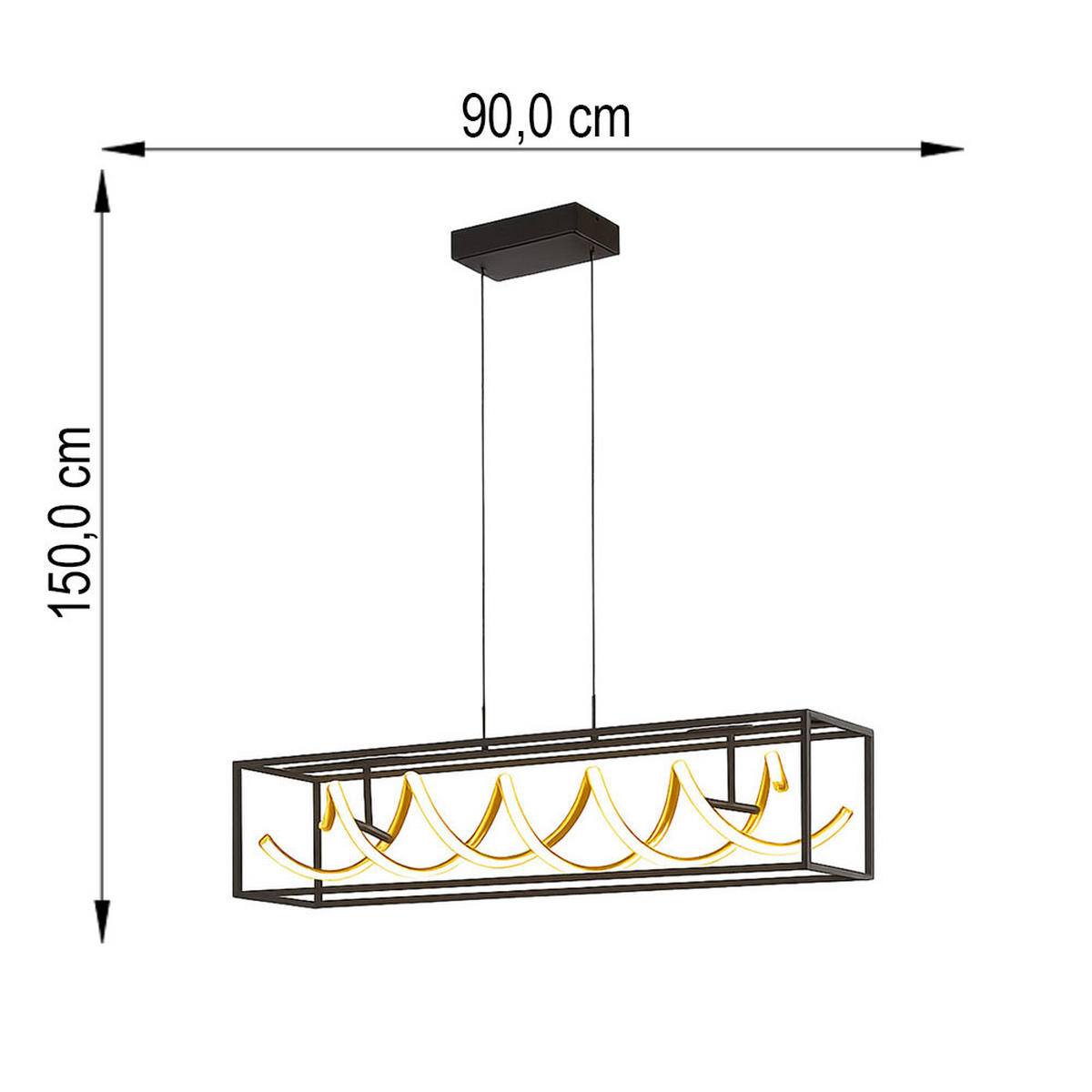 HÄNGELEUCHTE GIAN LED, 90 cm, dimmbar, höhenverstellbar - Schwarz, Metall (90/20/150cm)