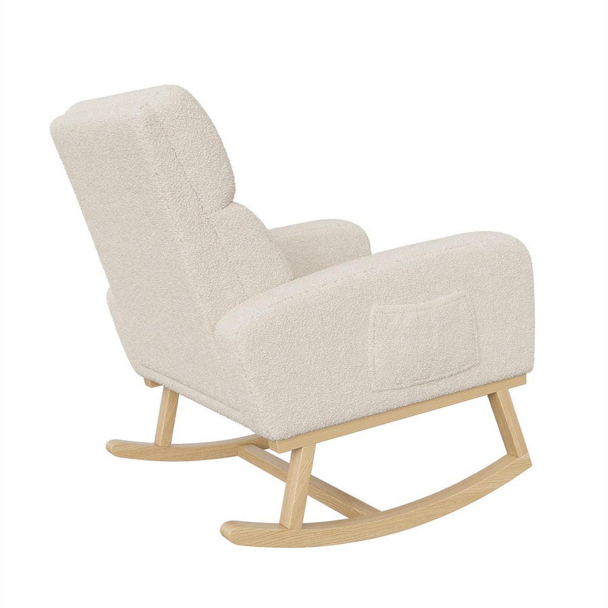 SCHAUKELSTUHL mit Armlehnen - Relaxsessel mit praktischer Seitentasche - Beige - Beige, Textil (69.2/87/78.5cm) - DELFA