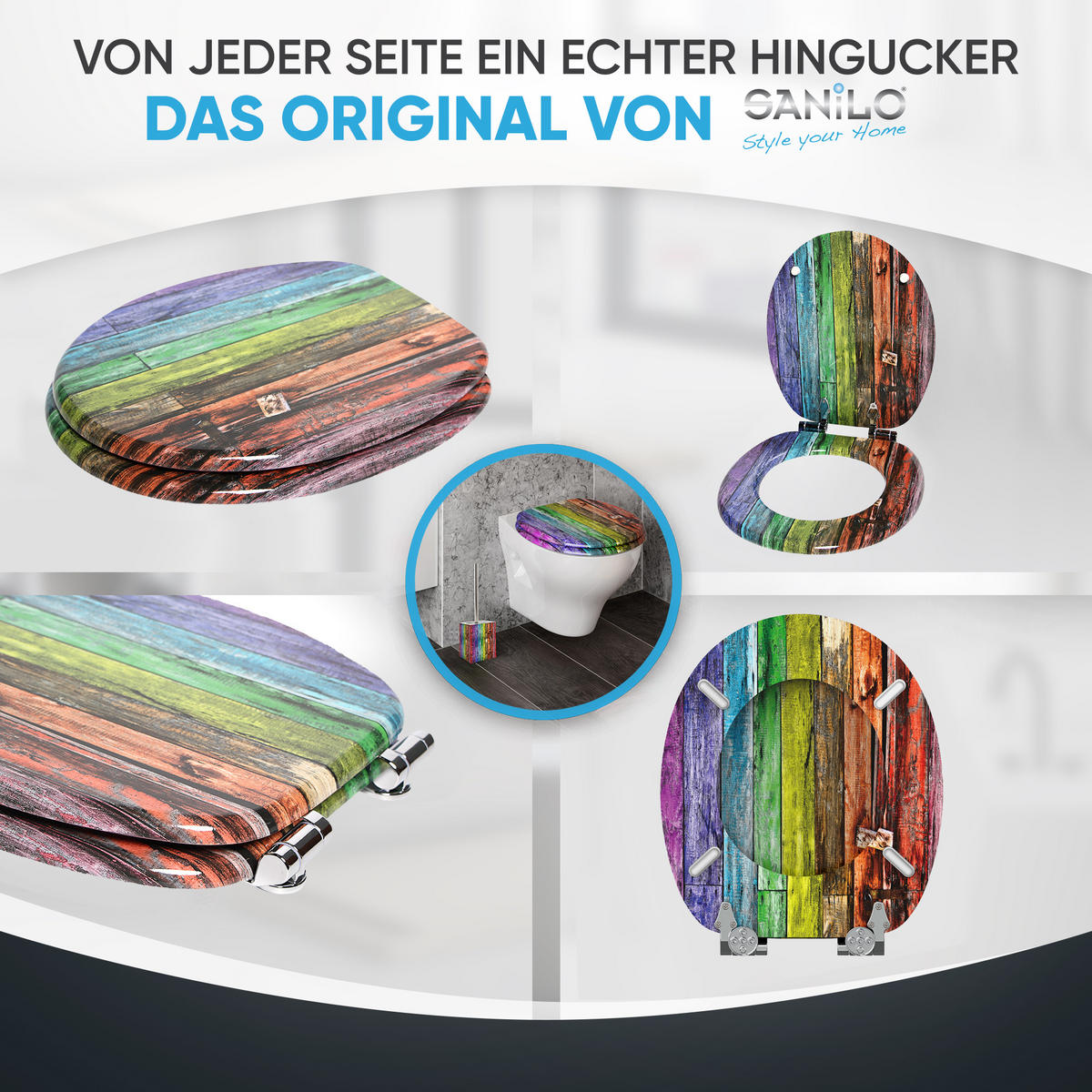 WC-SITZ mit Absenkautomatik Rainbow - Multicolor, Holzwerkstoff (38/6/47cm) - Sanilo