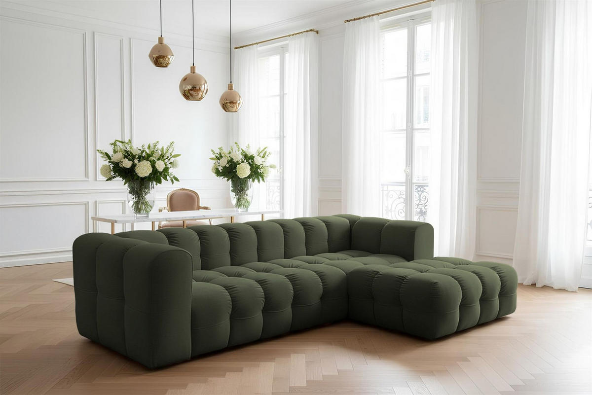 ECKSOFA Solvie In Tiffani - Grün, Holzwerkstoff/Textil (290/193cm) - Fun Möbel