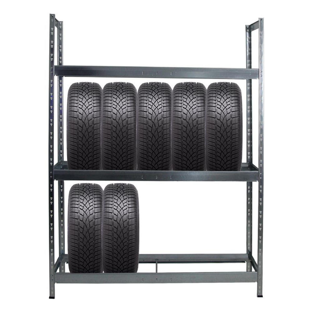 REIFENREGAL Tiger XL 2er-Set mit 2x 200x150x45 cm 300 kg Fachlast bis zu 36 Reifen Verzinkt - Silberfarben, Metall (300/200/45cm) - PROREGAL