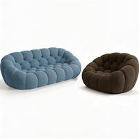 SITZGARNITUR Cocoon Sofa und Sessel Blau und Schokolade - Blau/Braun, Textil (190/75/113cm) - COCO Living