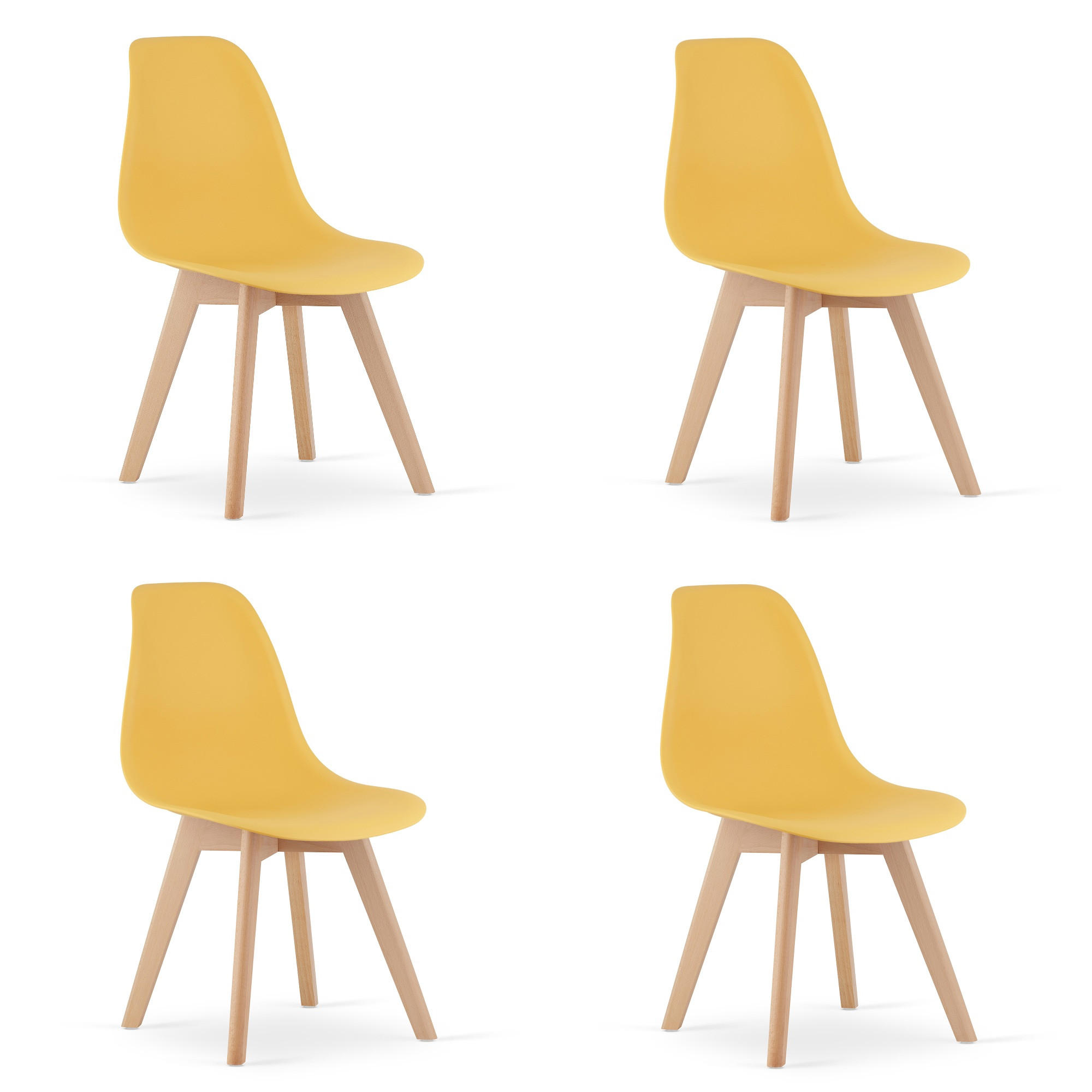 ESSZIMMERSTUHL 4-er Set KITO Senffarbener Sitz, natürliche Beine - Currygelb/Naturfarben, Kunststoff (46/80/54.5cm) - Valora