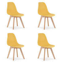 ESSZIMMERSTUHL 4-er Set KITO Senffarbener Sitz, natürliche Beine - Currygelb/Naturfarben, Kunststoff (46/80/54.5cm) - Valora