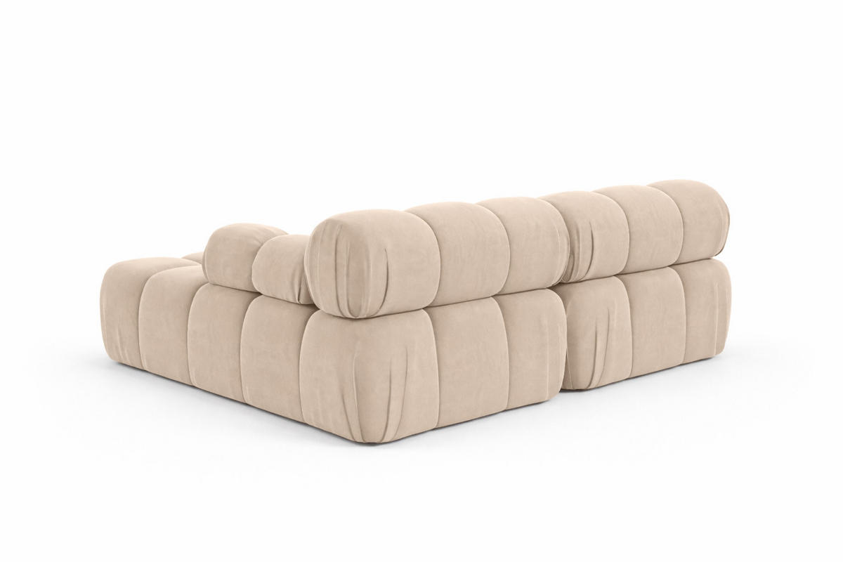ECKSOFA L-Form Mini II Modular, Veloursstoff Salvador, Beige, Rechts, Selia - Beige, Holz (190/160cm) - Kaiser Möbel