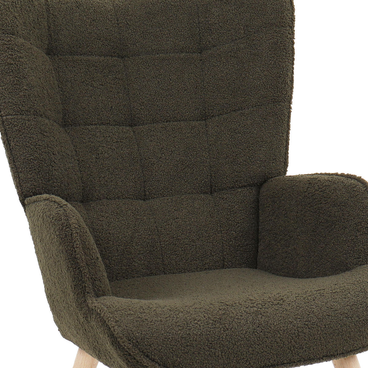 SESSEL Stella Skandinavischer aus khakifarbenem Frottee mit Nähten - Akaziefarben/Grün, Holz/Holzwerkstoff (67/102/73.5cm) - Sicaan