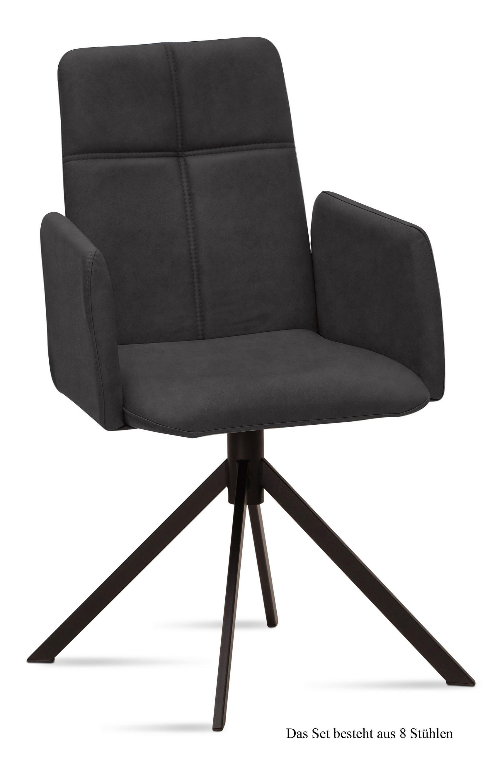 ARMLEHNSTUHL (8er-Set) Druci 52x92x60 Schwarz/Anthrazit - Anthrazit/Schwarz, Kunststoff (60/92/52cm) - 58aufmkessel