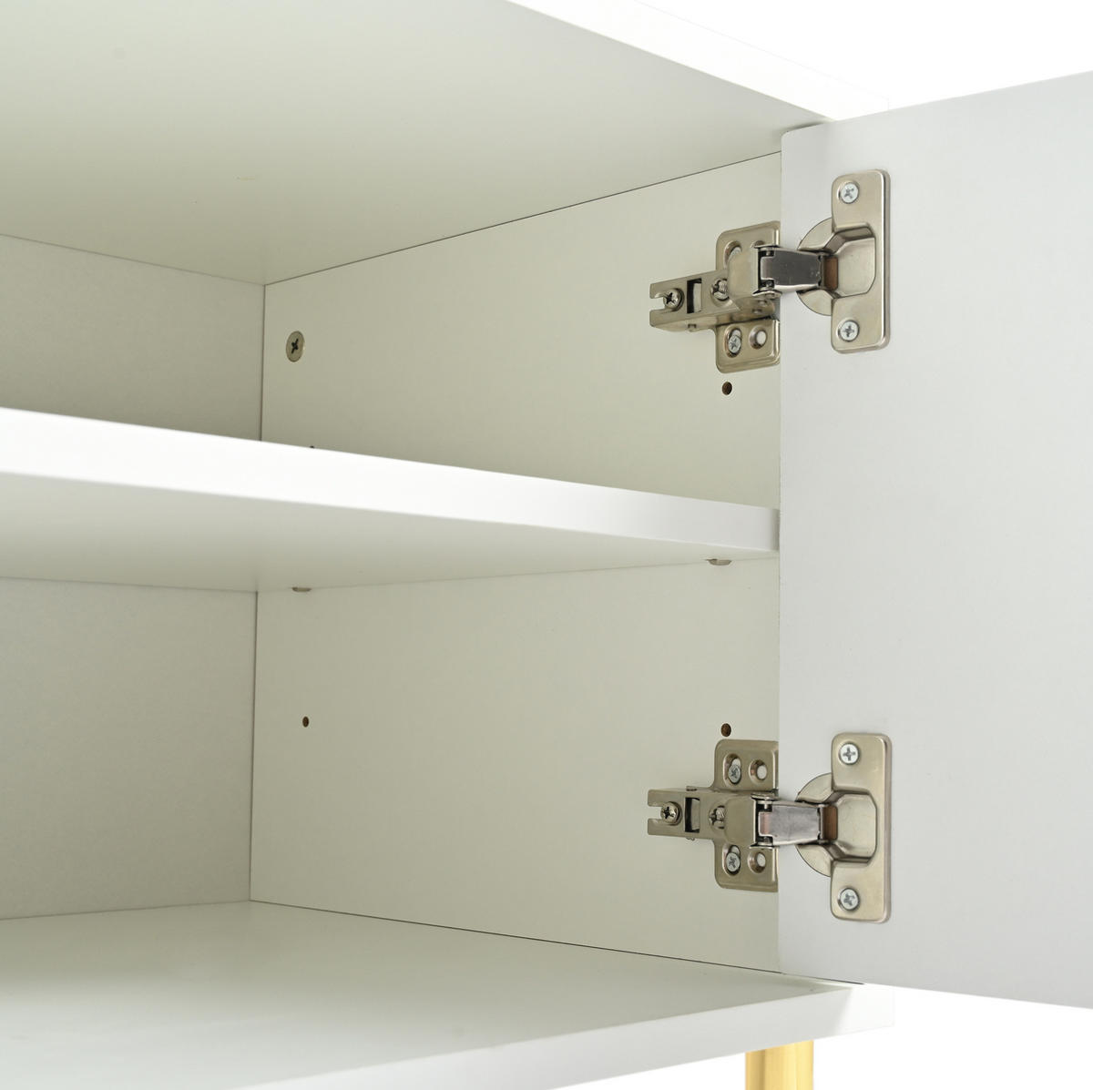 TV-LOWBOARD aus MDF und Spanplatte 190x38x48 cm Weiß mit 4 Türen, 8 Fächern und goldfarbenen Beinen - Weiß, Holzwerkstoff (190/48/38cm) - IVMEU