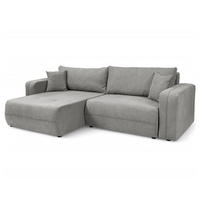 ECKSOFA mit Schlaffunktion - 244 cm - Schwarz/Grau, Kunststoff/Textil (244/145cm) - home24
