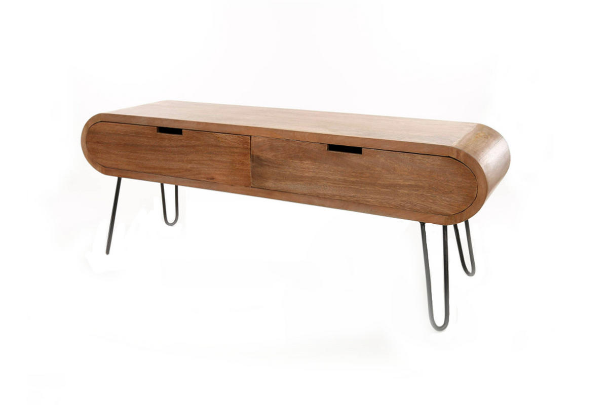 LOWBOARD EVORA Braun Holz - Schwarz/Braun, Holz/Metall (135/50/35cm) - KAWOLA