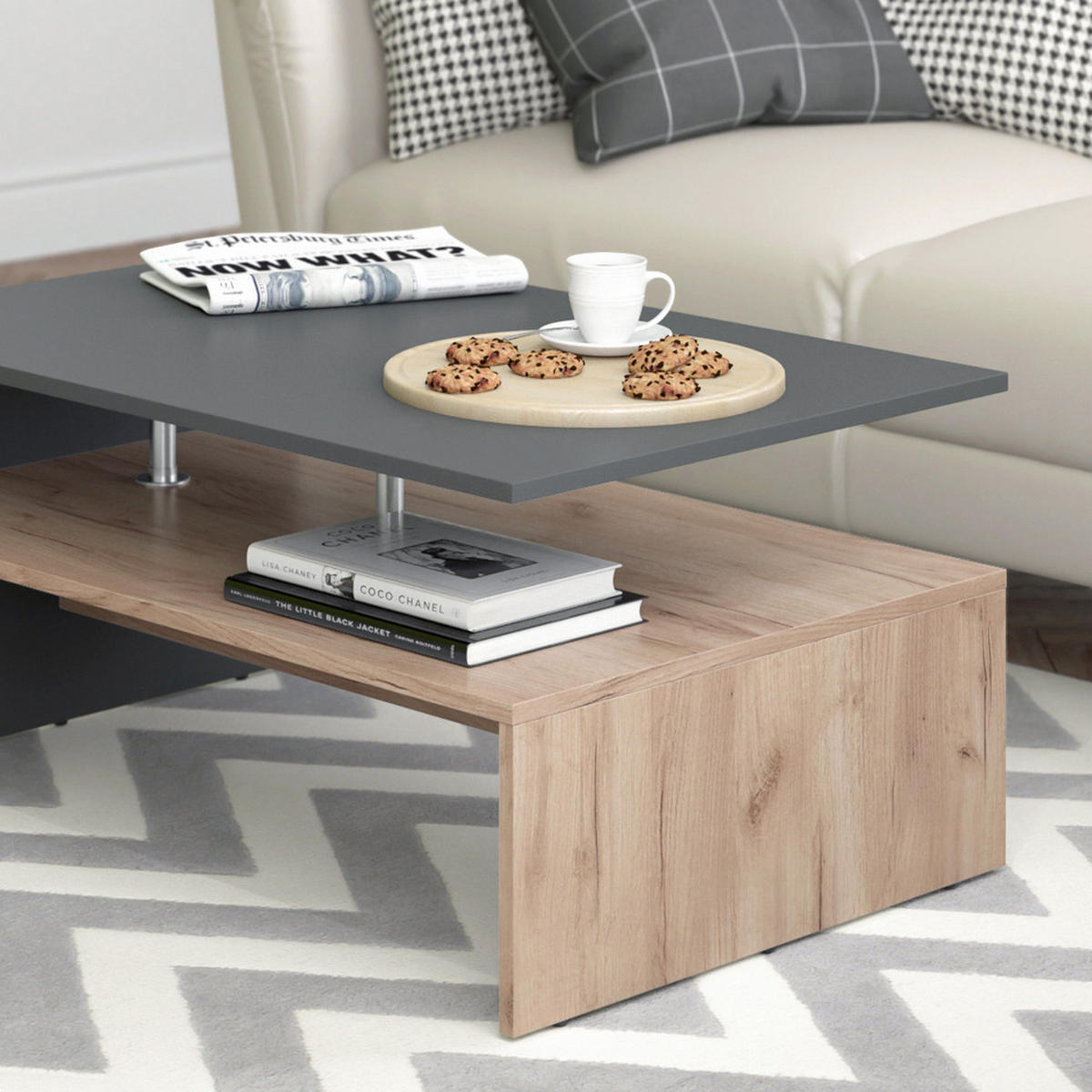 COUCHTISCH Amato Anthrazit/Sandeiche 90 x 60 cm - Anthrazit/Eiche Wotan, Holzwerkstoff (60/90/42cm) - Vicco