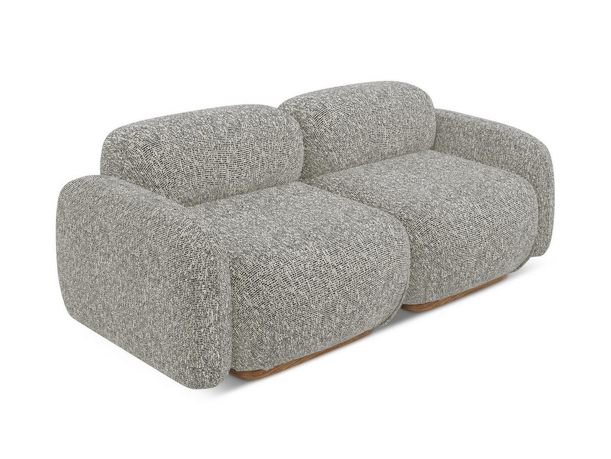 3-SITZER SOFA Strukturstoff Stoff Beige - Beige/Braun, Holz/Textil (190/73/95cm) - Makamii