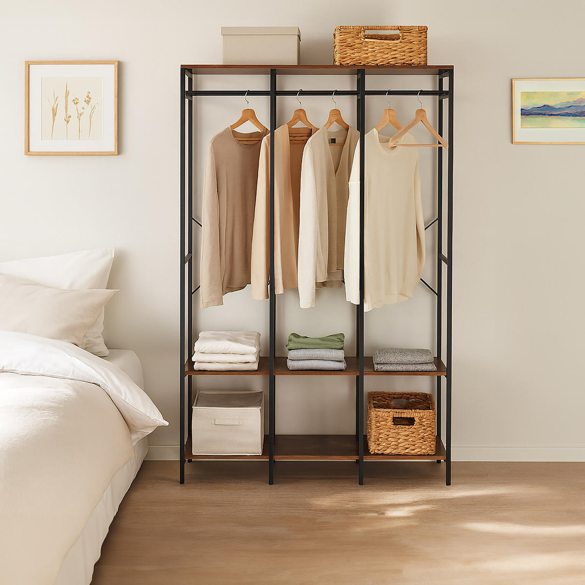 GARDEROBE - Schwarz, Holzwerkstoff/Metall (141/180/40cm) - Relaxdays