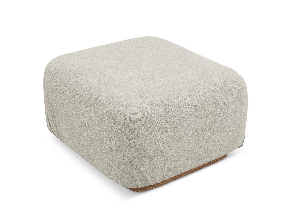 POUF Bouclé Stoff Beige - Beige/Creme, Holz/Textil (83/95/41cm) - Makamii