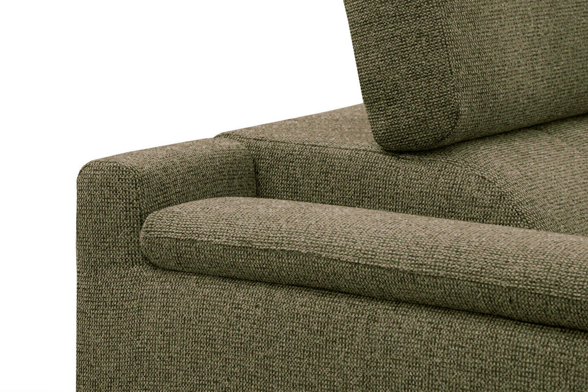 ECKSOFA FIERO 5-Sitzer, olivgrün - Schwarz/Olivgrün, Holzwerkstoff/Textil (290/228cm) - Courtois Laville