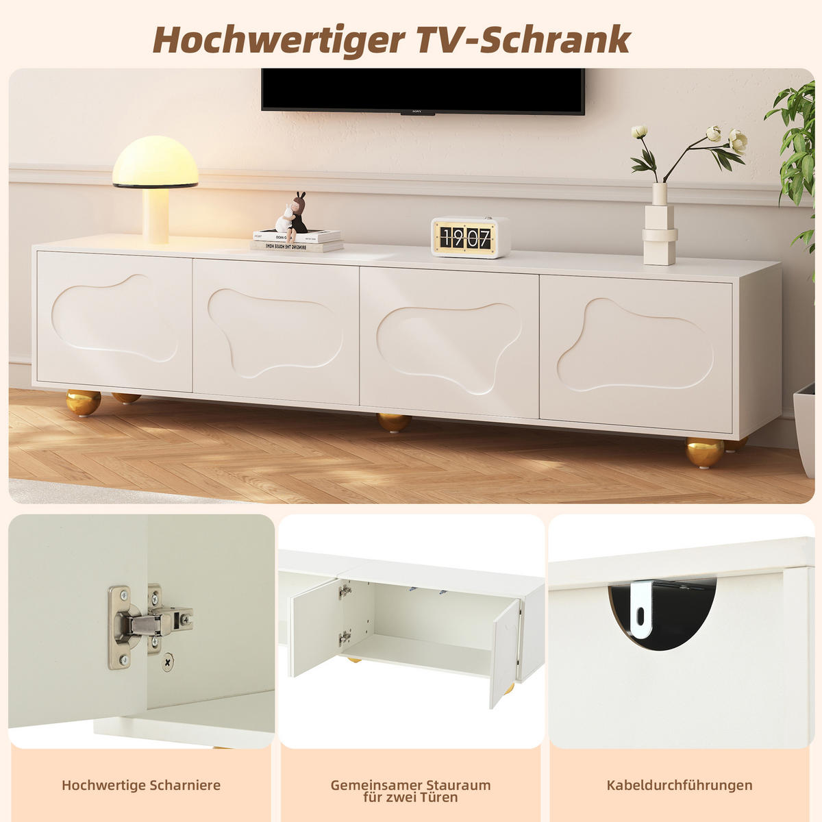LOWBOARD Weiß 180/40/45 cm - Weiß, Holzwerkstoff (180/45/40cm) - PANGIVO